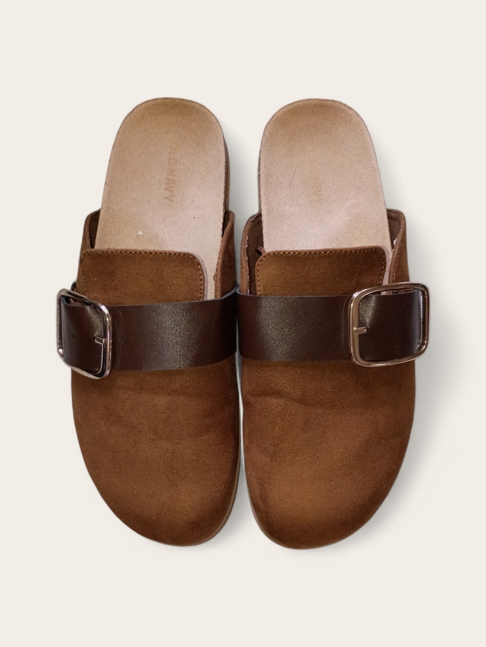 Old Navy Brown Suede Clogs with Buckle Size 8